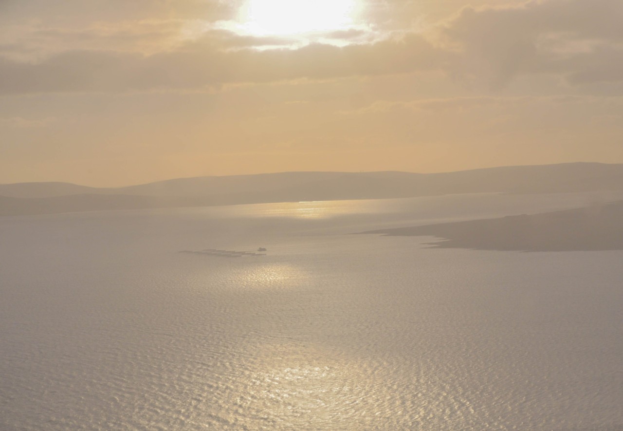 Dernier regard sur l'île de Papa Westray dans les Orcades avant de repartir en Écosse