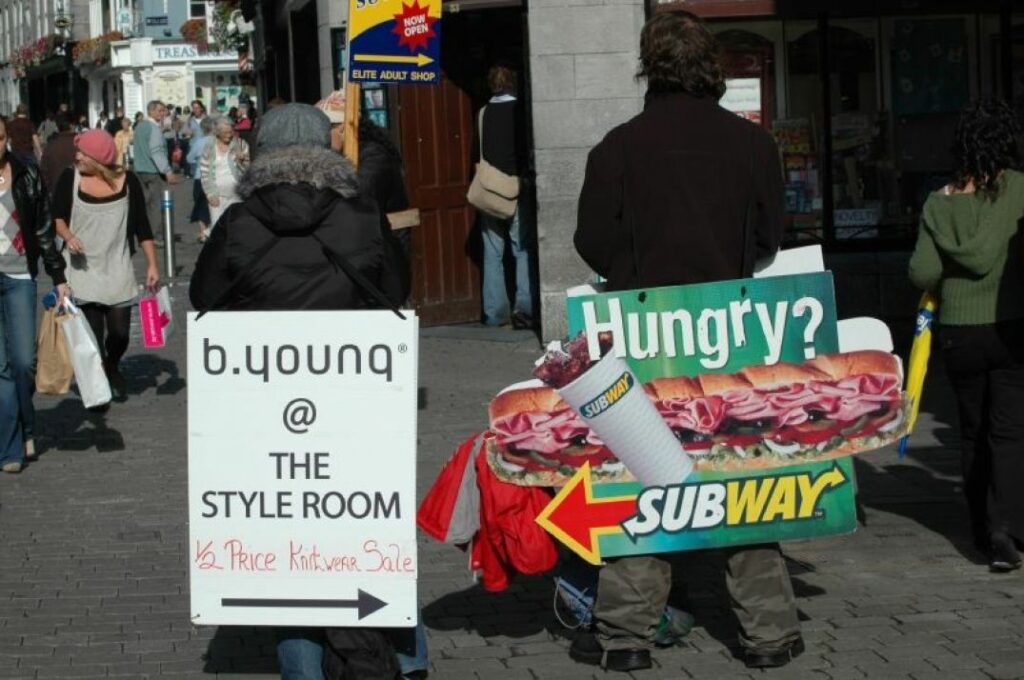 Homme sandwich à Dublin