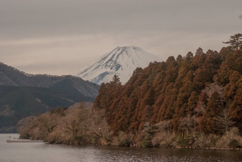 Le Mont Fuji enneigé au Japon