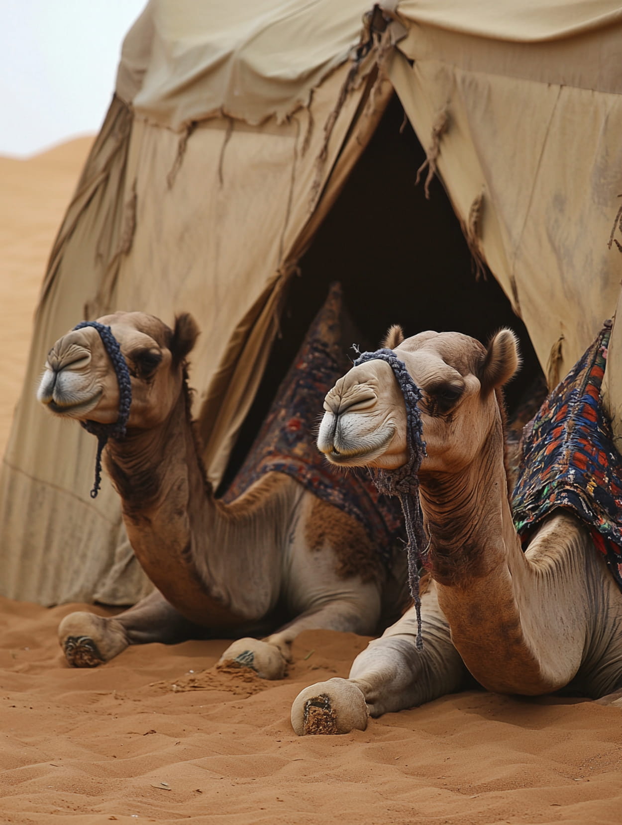 campement nomade dans les dunes de Merzouga, désert marocain