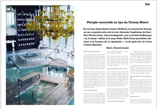 Plongée sensorielle au Spa du Viceroy Miami