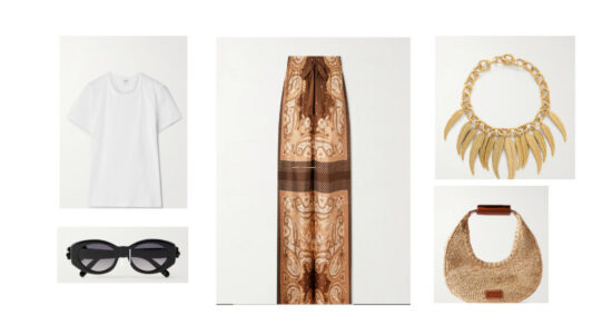T shirt Leset, Dior sunglasses, Sac Staud, Pantalon Zimmerman, Collier Zimmerman